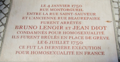 Hommage : Il y a plus de 250 ans, la dernière exécution d'un couple homosexuel à Paris. Hommage : Il y a plus de 250 ans, la dernière exécution d'un couple homosexuel à Paris.